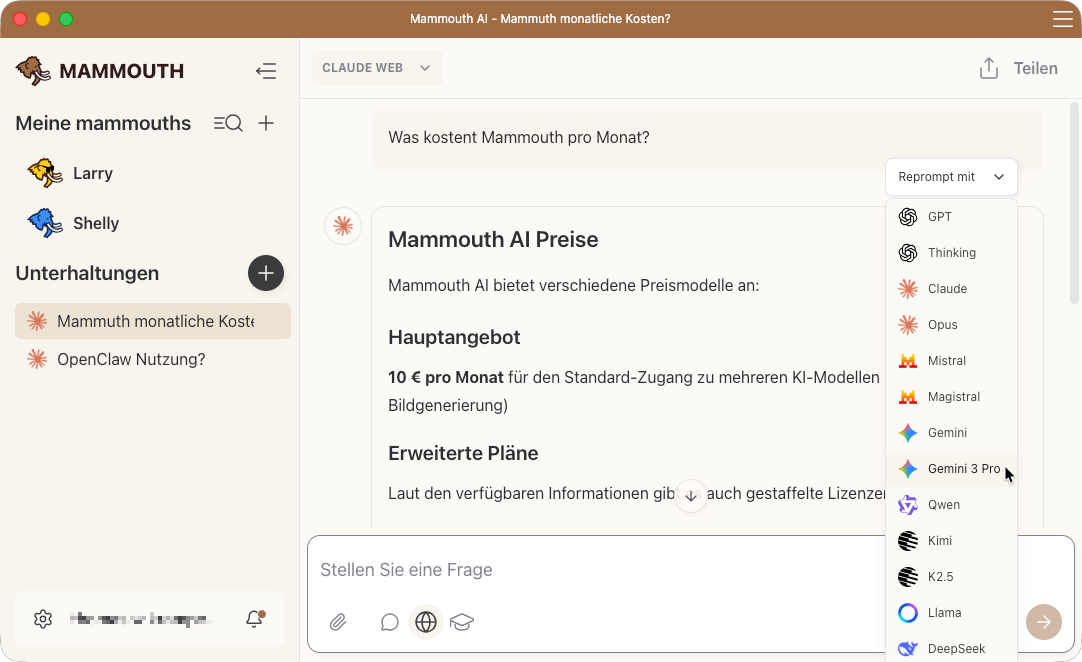 Mammouth One-Click Reprompting